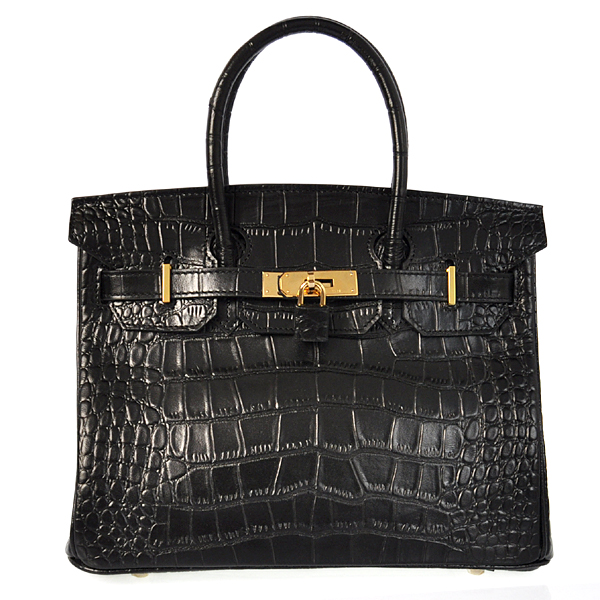 H30CSBG Hermes Birkin 30 CM Coccodrillo strisce in pelle nera wi